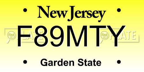 F89MTY New Jersey License Plate
