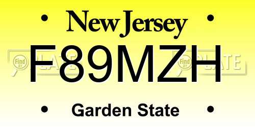 F89MZH New Jersey License Plate