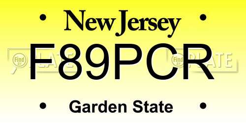 F89PCR New Jersey License Plate