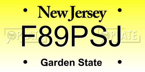 F89PSJ New Jersey License Plate