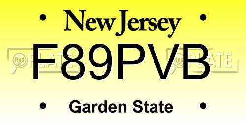 F89PVB New Jersey License Plate