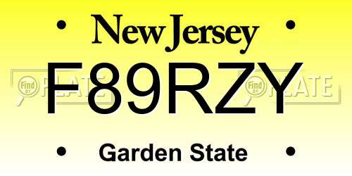 F89RZY New Jersey License Plate