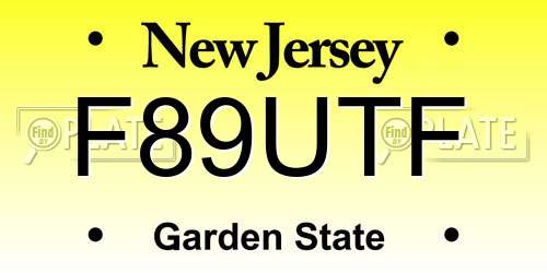 F89UTF New Jersey License Plate