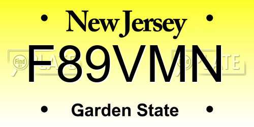 F89VMN New Jersey License Plate