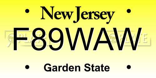F89WAW New Jersey License Plate