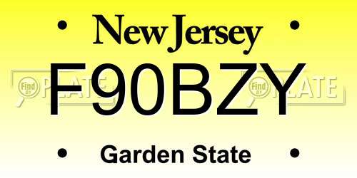 F90BZY New Jersey License Plate