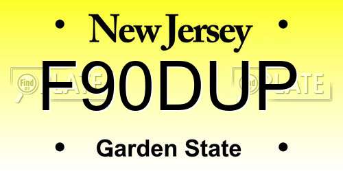 F90DUP New Jersey License Plate