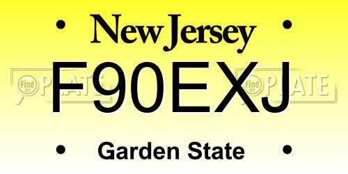 F90EXJ New Jersey License Plate