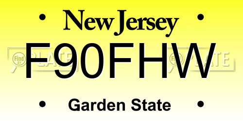 F90FHW New Jersey License Plate