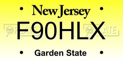 F90HLX New Jersey License Plate
