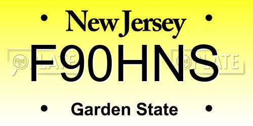 F90HNS New Jersey License Plate