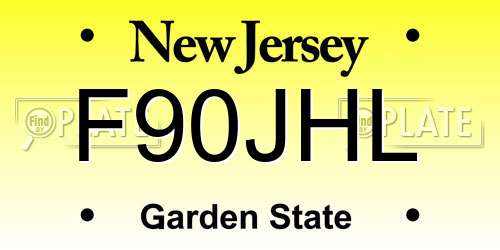 F90JHL New Jersey License Plate