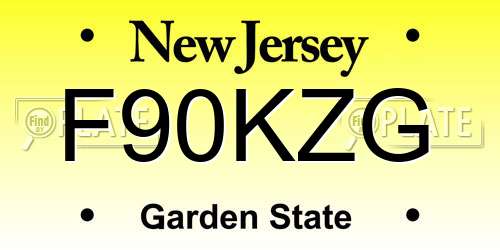 F90KZG New Jersey License Plate