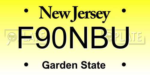 F90NBU New Jersey License Plate