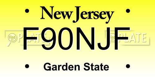 F90NJF New Jersey License Plate