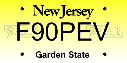 F90PEV New Jersey License Plate