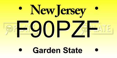 F90PZF New Jersey License Plate