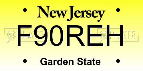 F90REH New Jersey License Plate