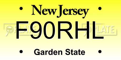 F90RHL New Jersey License Plate