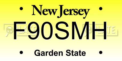 F90SMH New Jersey License Plate