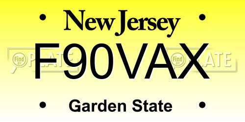 F90VAX New Jersey License Plate