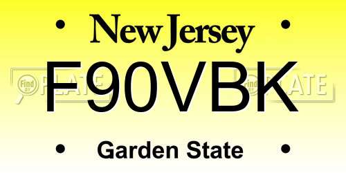 F90VBK New Jersey License Plate