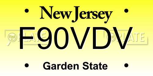 F90VDV New Jersey License Plate