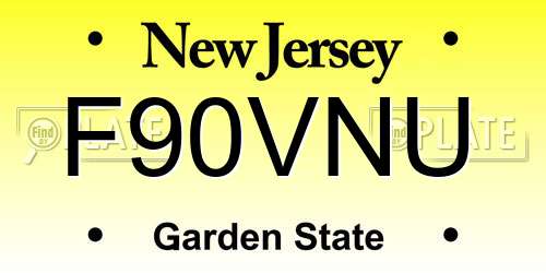 F90VNU New Jersey License Plate