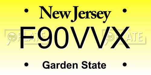 F90VVX New Jersey License Plate