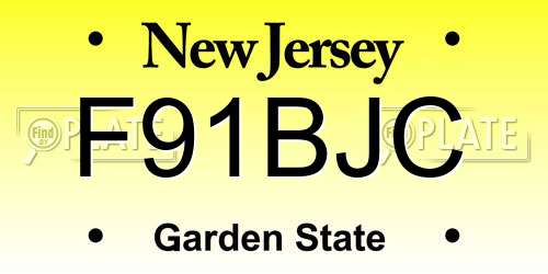 F91BJC New Jersey License Plate