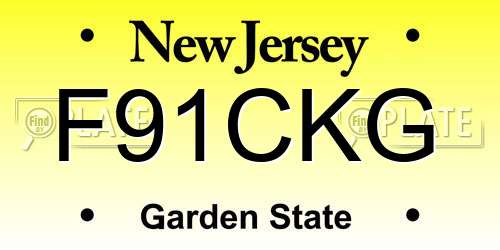 F91CKG New Jersey License Plate