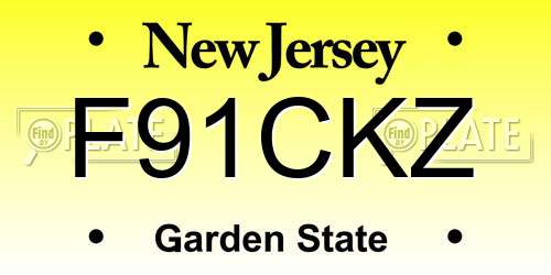 F91CKZ New Jersey License Plate
