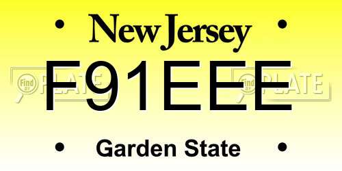 F91EEE New Jersey License Plate