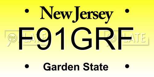F91GRF New Jersey License Plate