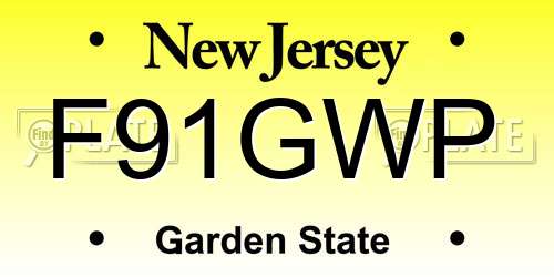 F91GWP New Jersey License Plate