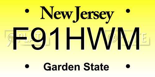F91HWM New Jersey License Plate