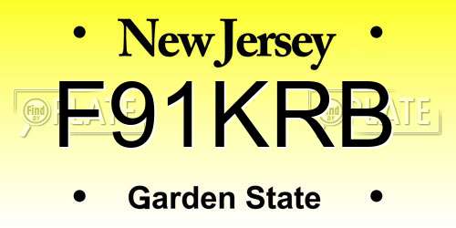 F91KRB New Jersey License Plate