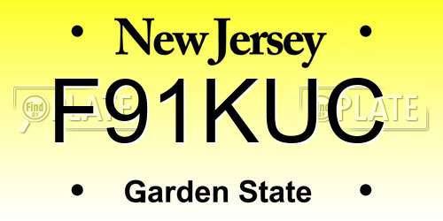 F91KUC New Jersey License Plate