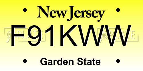 F91KWW New Jersey License Plate