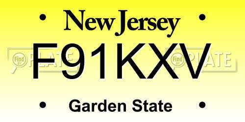 F91KXV New Jersey License Plate