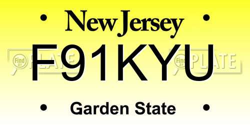 F91KYU New Jersey License Plate