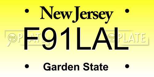 F91LAL New Jersey License Plate