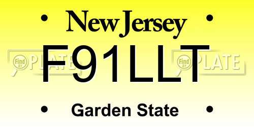F91LLT New Jersey License Plate