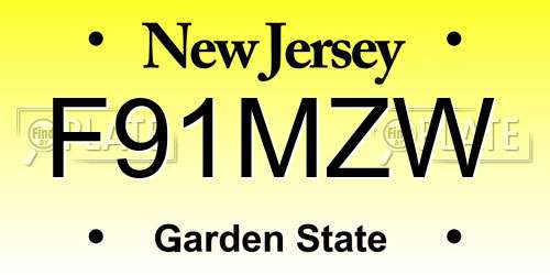 F91MZW New Jersey License Plate