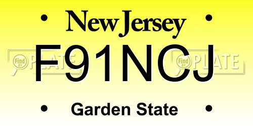 F91NCJ New Jersey License Plate