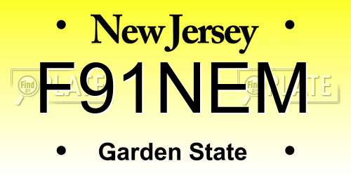 F91NEM New Jersey License Plate