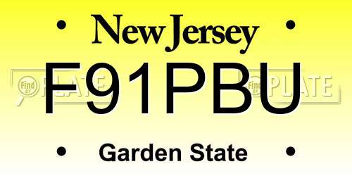 F91PBU New Jersey License Plate