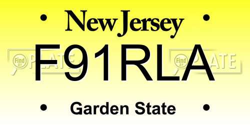 F91RLA New Jersey License Plate