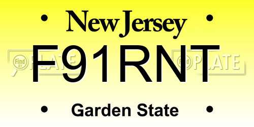 F91RNT New Jersey License Plate