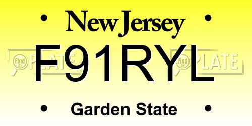 F91RYL New Jersey License Plate